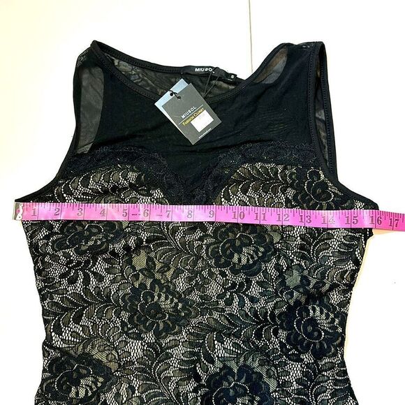 NEW miusol black and nude lace crochet mesh back maxi dress size S - Picture 9 of 12